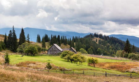 Old house near Yasinya village. Carpathian mountains, Ukraine.