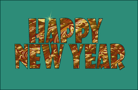 Gold glittering metal New Year signs. Floral vintage oriental ornament. Greeting card golden holiday eastのイラスト素材