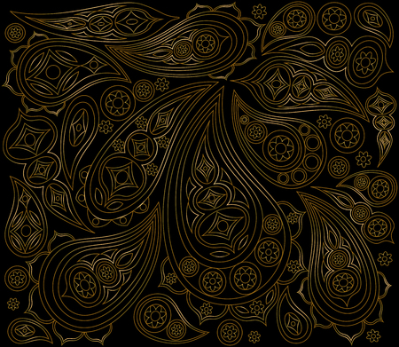 Black gold indian pattern. Vector illustration. Ornament arabicのイラスト素材