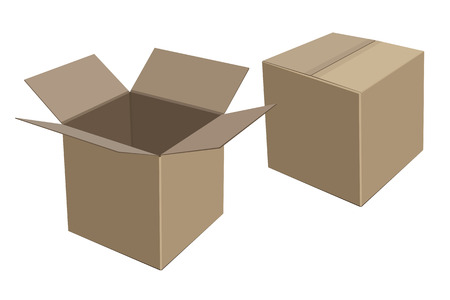 Beige cardboard boxes. Keep deliver. Vector illustrationのイラスト素材