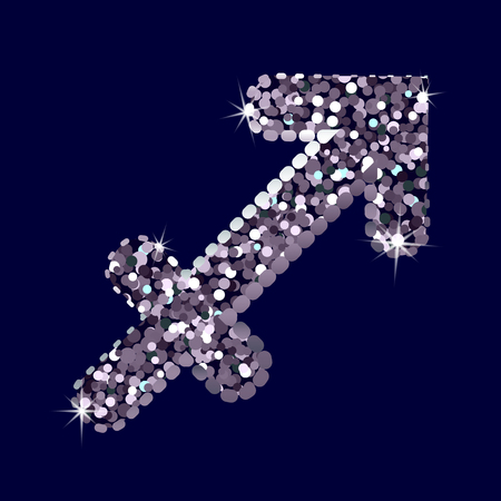 Silver symbol of Sagittarius. Zodiac. Vector illustrationのイラスト素材