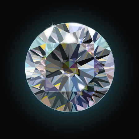 The sparkling diamond on a black background faceted crystal. Vectorのイラスト素材
