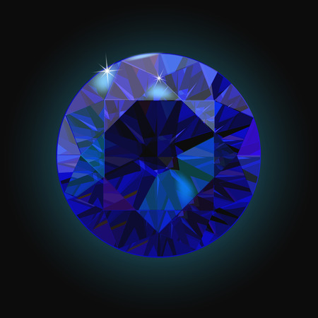 Sparkling sapphire on black background. Dark blue crystal. Vectorのイラスト素材