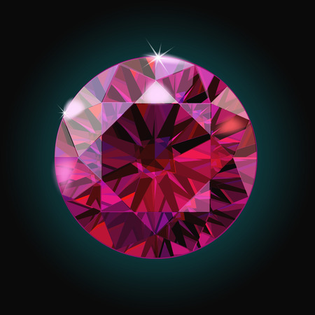 Brilliant ruby on black background. Red Crystal. Vectorのイラスト素材