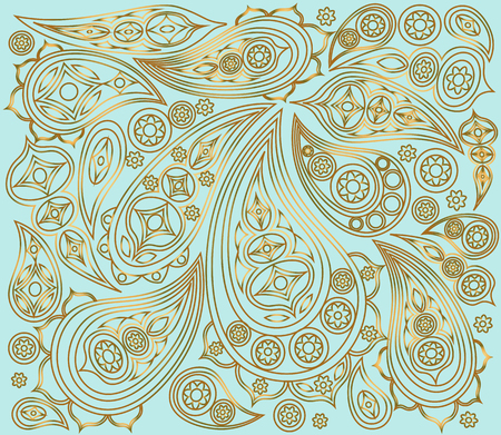 Indian gold pattern on a mint background. Vector illustrationのイラスト素材