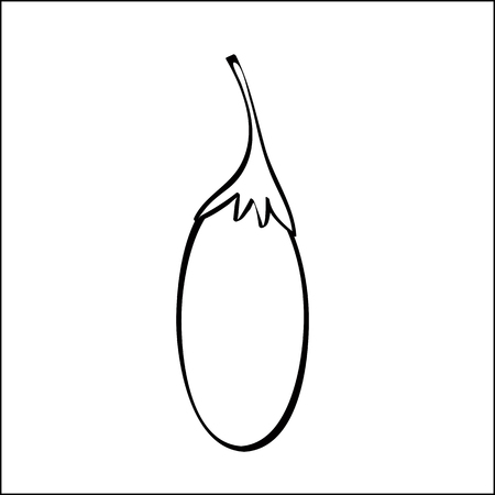 Goji berry outline black white vector sign icon. Monochrome hand drawn vegetable symbol.のイラスト素材