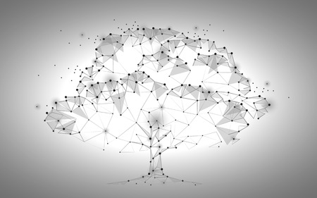 Abstract image of a tulip in the form of a starry sky or space, consisting of points, lines, and shapes in the form of tree, stars and the universe. Vector businessのイラスト素材