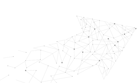 Abstract gray white background. Arrow pointer motion up neutral connected dots template.のイラスト素材