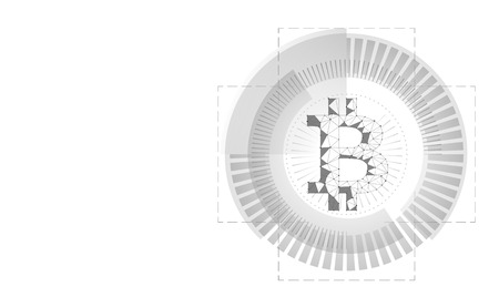 Crypto currency bitcoin in HUD radar interface.のイラスト素材
