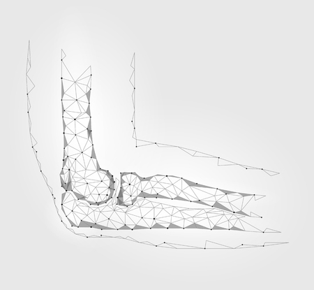 Man human elbow joint. Low poly geomentic future medicine concept technology. Innovation medicine science. Arm ulna healthy polygonal connection vector illustration artのイラスト素材