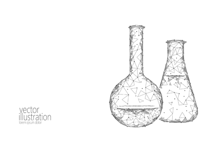 Low poly science chemical glass flasks.のイラスト素材