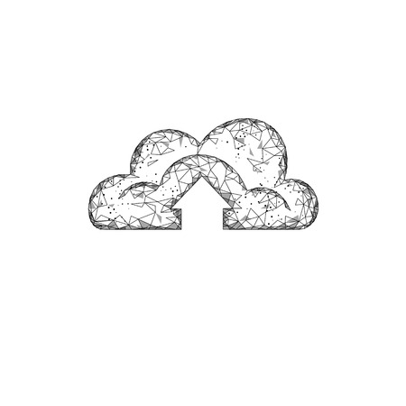 Cloud computing online storage low poly, White gray monochrome global data information exchange available background vector illustration.のイラスト素材