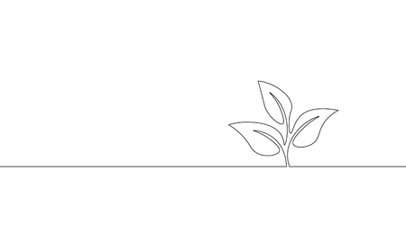 Single continuous line art growing sprout.のイラスト素材