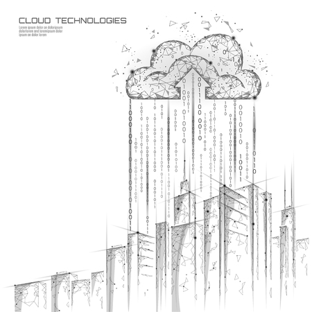 Smart city 3D light cloud computing cityscape. Intelligent building big data exchange storage online futuristic business concept future technology. Urban banner vector illustration artのイラスト素材