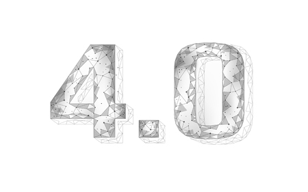 Low poly future industrial revolution concept. Industry 4.0 AI artificial cyber autonomous process....