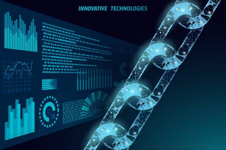Blockchain business system management concept. Chain connection HUD information security. 3D low poly polygonal geometric design. Global technology e-commerce online vector illustration.のイラスト素材