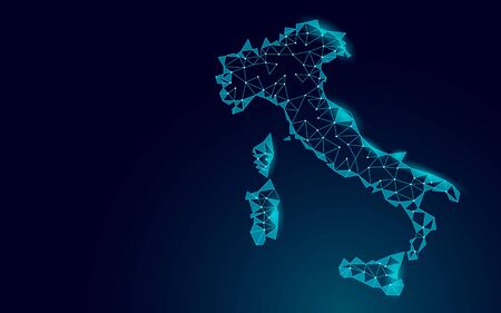 Italy geographic contour map. 3D low poly digital banner. International global country travel outbreak. Europe zone union landscape vector illustrationのイラスト素材