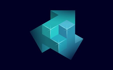 3D arrows brainstorm different way solutions concept. Business idea solving problems advisor banner template. Symbol teamwork development vector illustrationのイラスト素材