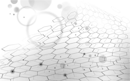 3D nanotechnololy graphene texture cyberspace. Nano fiber chemical modern material design. Atom molecule macro structure layer superconductor development vector illustration.のイラスト素材