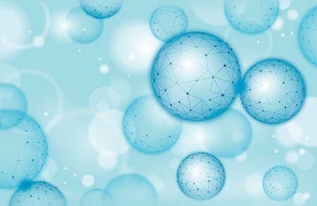 3D nanotechnology fullerene texture cyberspace. Nano fiber chemical modern material design. Atom molecule macro structure layer superconductor development vector illustrationのイラスト素材