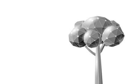 Save forest ecology abstract banner template. Eco rainforest safety environment care green trees on world map 3d polygonal dark blue background. Deforestation avoid vector illustrationのイラスト素材