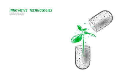 3D Capsule essential organic extract. Cold flu disease supplement. Health medicine vitamin poster template. Alternative remedy antibiotic treatment vector illustrationのイラスト素材