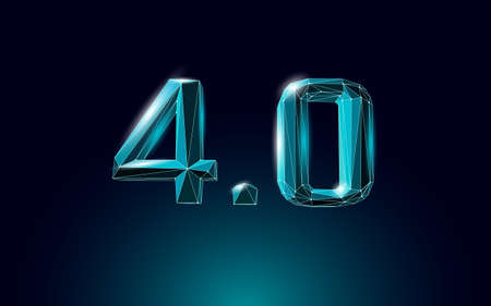 Low poly future industrial revolution concept. Industry 4.0 AI artificial cyber autonomous process. Online technology industry management. 3D polygonal innovation system vector illustrationのイラスト素材