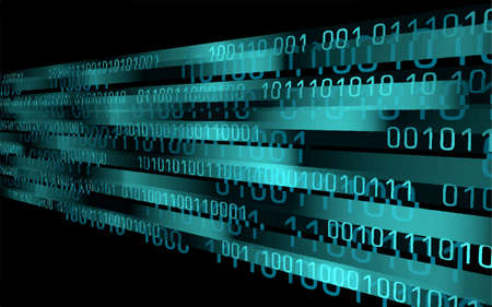 Abstract digital 3D blue background. Information code flow data analysis concept. Modern grid mesh...