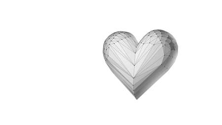 3D blue glowing heart shape. Romantic love symbol. Valentine Day greeting card template vector illustration meshのイラスト素材