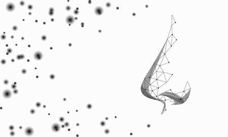 Nose 3D hay rhinitis pollen reaction. Seasonal spring pollinosis sick atopic treatment concept. Drugstore allergy poster template online vectorのイラスト素材