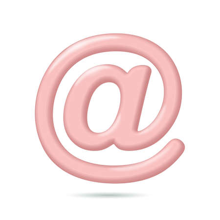 At sign social media notification. 3D pink glowing account name symbol. Email message profile send programming domain keyword vector illustrationのイラスト素材