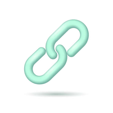 Blockchain link sign 3D cartoon symbol. Internet technology chain security business network concept vector illustrationのイラスト素材