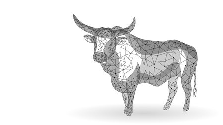 3D bull finance strategy concept. Low poly bullish business forex exchange ipo profit. Trading digital banner vector illustrationのイラスト素材