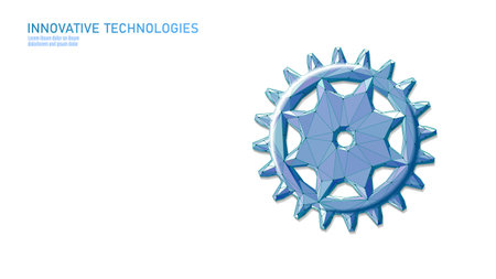 3D gear work progress concept. Wheel industry mechanism engineering teamwork. Data analysis business engine cog. Creative problem coaching vector illustrationのイラスト素材