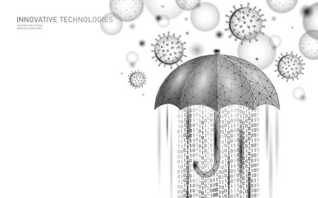 Web 3D umbrella banking system failure crisys. Low poly financial international collapse problem risk. Investment economy fail vector illustrationのイラスト素材