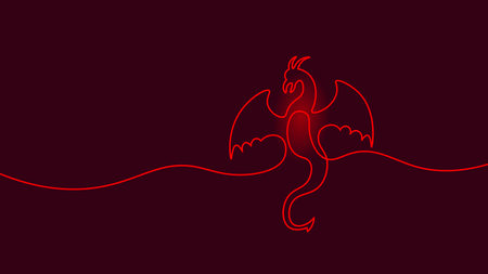 Dragon Chinese New year symbol. Festive asian zodiac art oriental culture golden red black decoration. 2024 year logo vector illustrationのイラスト素材