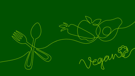 One line broccoli stem. Black and white monochrome continuous single line art. Vegan nature organic farm market illustration sketch outline drawingのイラスト素材