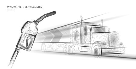 Low poly transport abstract truck. Lorry van fast delivery shipping logistic. Polygonal white speed highway industry international transportation traffic vector illustrationのイラスト素材