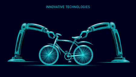 3D e-bike low poly design. Modern transport delivery. Outdoor sport activity eco friendly bike...