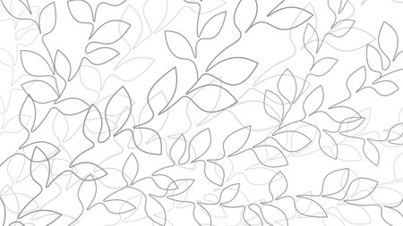 Single continuous line leaves branches. Hand drawn round line border wedding invitation background concept.. Elegant minimalist floral sketch outline drawing vector illustrationのイラスト素材