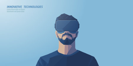 3D virtual reality helmet Metaverse concept. Augmented reality cyberspace internet web game online battle. Digital entertainment. Light vector illustrationのイラスト素材