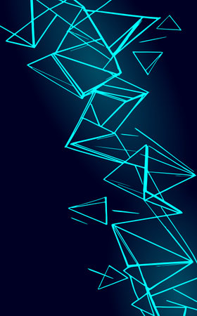 Geometric shapes form abstract pattern. Triangle figures create modern minimalist design. Background branding web design presentation. Sketch style blue background black vectorのイラスト素材