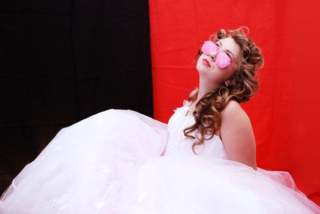 The girl in a wedding dressの写真素材