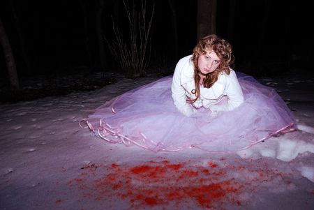 The girl in a wedding dressの写真素材