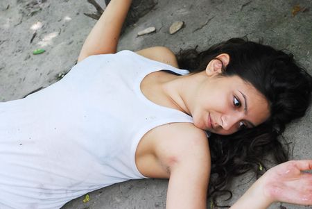 The girl in a woodの写真素材