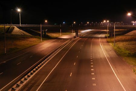 Night road, line, the bridge, lanterns