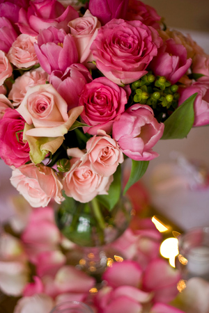 Bouquet of Pink and Red Rosesの写真素材