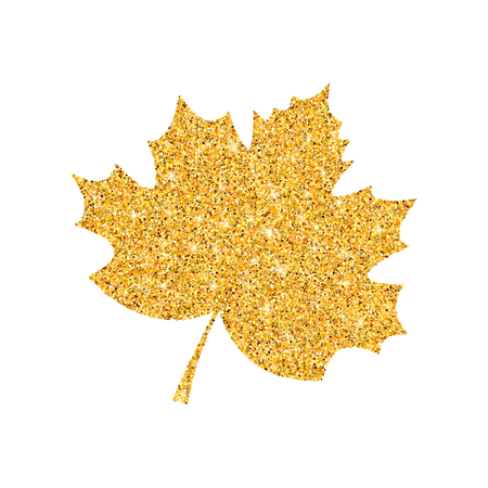 Vector illustration of golden maple leave on white background.のイラスト素材