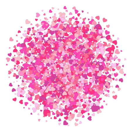 Valentines Day background. Confetti of hearts. Heart shapes isolated on white background. Love concept. Vector illustration.のイラスト素材
