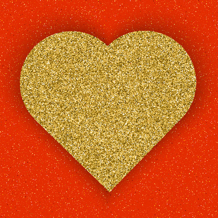 G.old Glitter Heart on Red Background. Symbol of love. Design element for Valentine s day.のイラスト素材